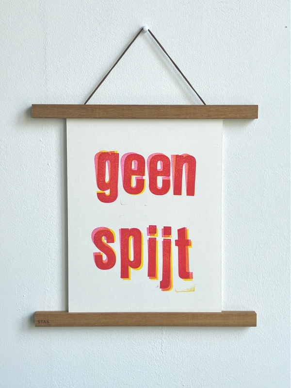 Handgedrukte poster: Geen spijt A4