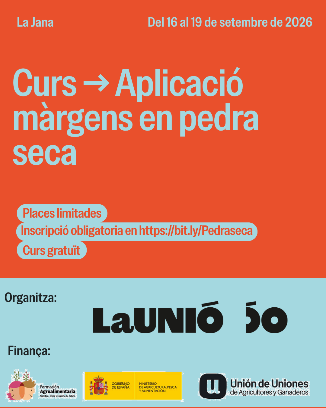 Cartell del taller de pedra en sec a Monòver