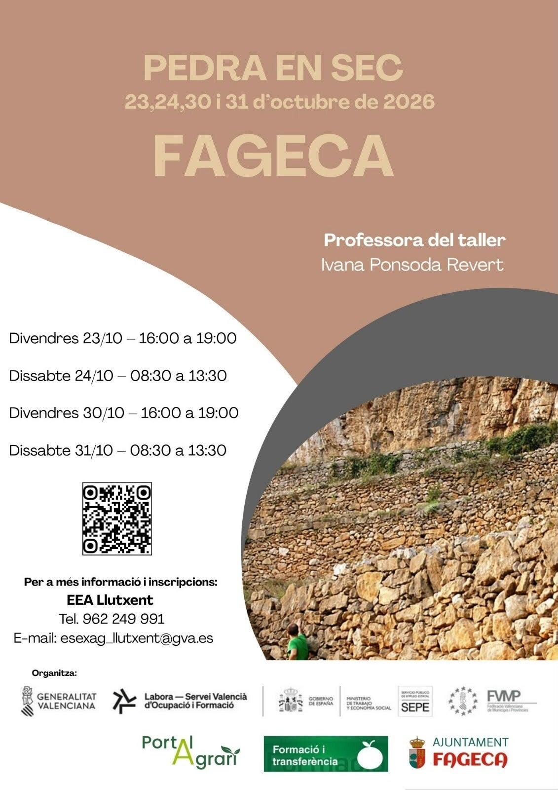 Cartell del taller de pedra en sec a Monòver