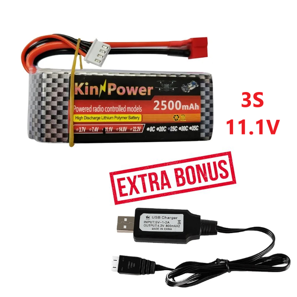 3S Accu voor MJX 1/14 Hyper Go 14209 / 14210 en 14301 / 14302 / 14303 R/C - Inclusief 3S USB Oplader