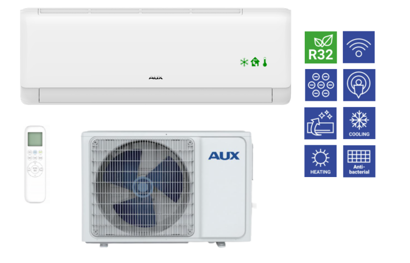 Aux Q-SMART PLUS 3.5 kW/12000Btu A++ Incl. WiFi (AUX-12Q2C) Incl. 4D Swing, UV technologie en Heat belt TBV bevriezing.