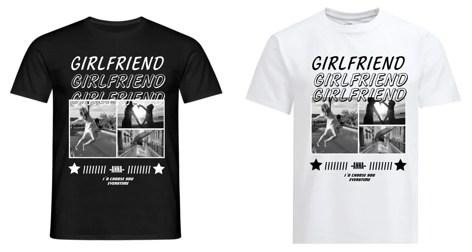 T-Shirt - Coupleshirt - Girlfriend mit eigene Fotos