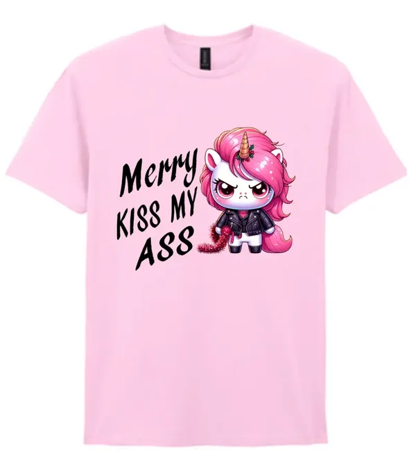 T-Shirt - Einhorn - Merry kiss my ass