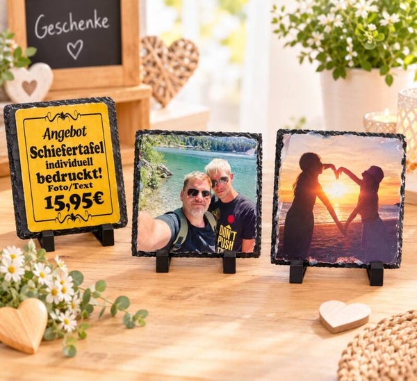 Personalisierte Schiefertafel mit Wunschfoto