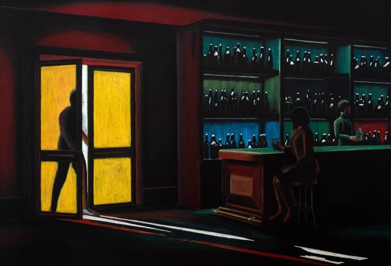"The wait".  Oil pastel on cardboard. 90x60.