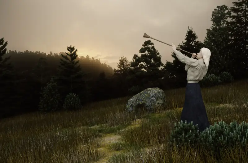 A Theodor Severin Kittelsen tribute: "Op under Fjeldet toner en Lur". Tribute.