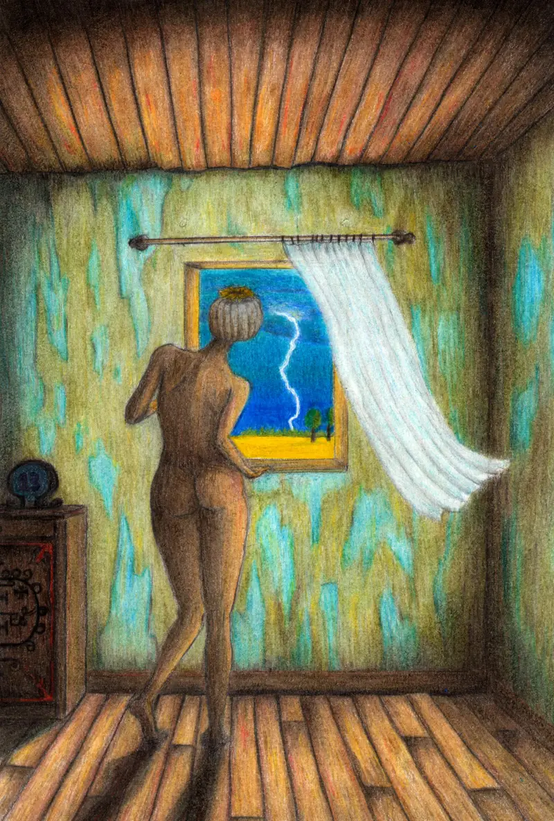 "When beauty withers". Colored pencils on paper 20x28.