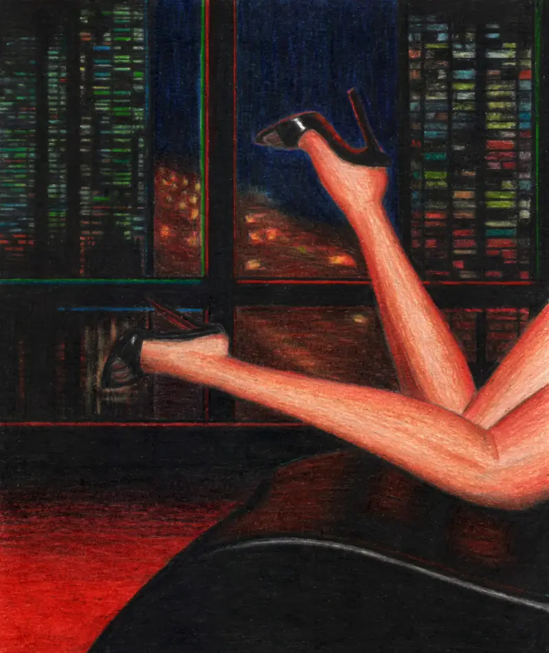 "Nightslut". Colored pencils on paper 23x20.