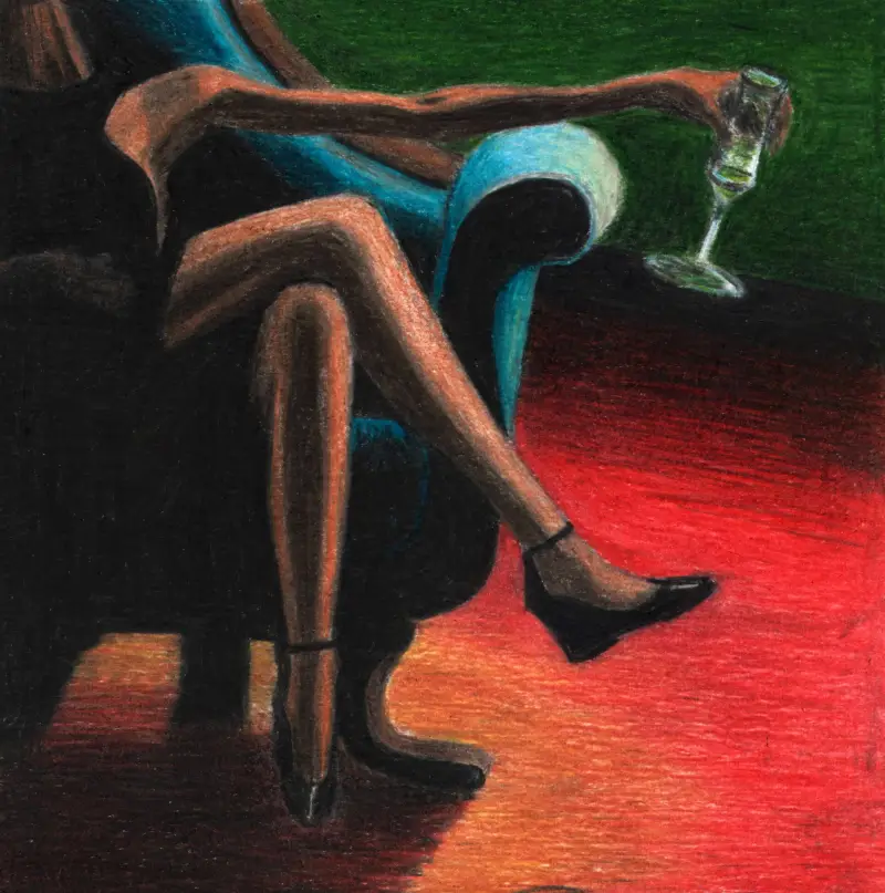 "Boring dating". Colored pencils on paper 18x18.