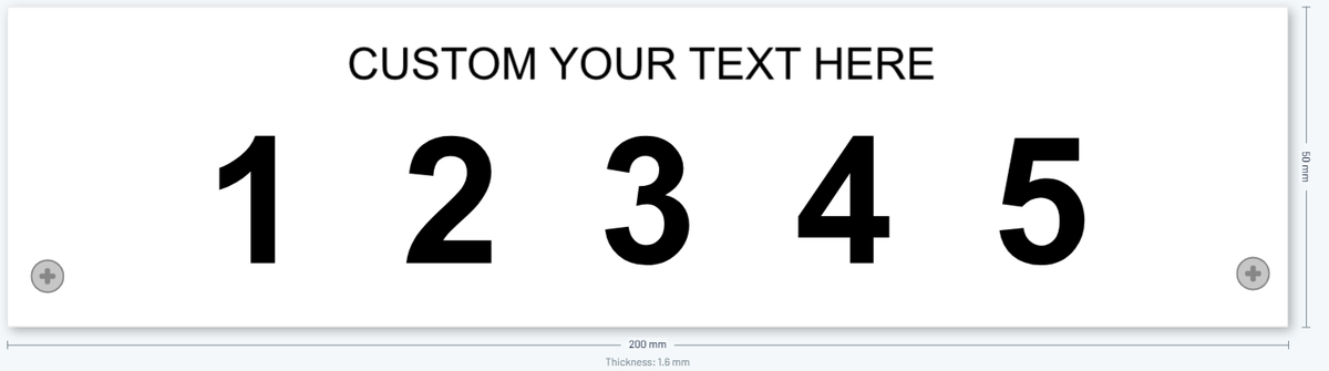 200 x 50 x 1.6mm Custom Multi Font Label | L&R Labels