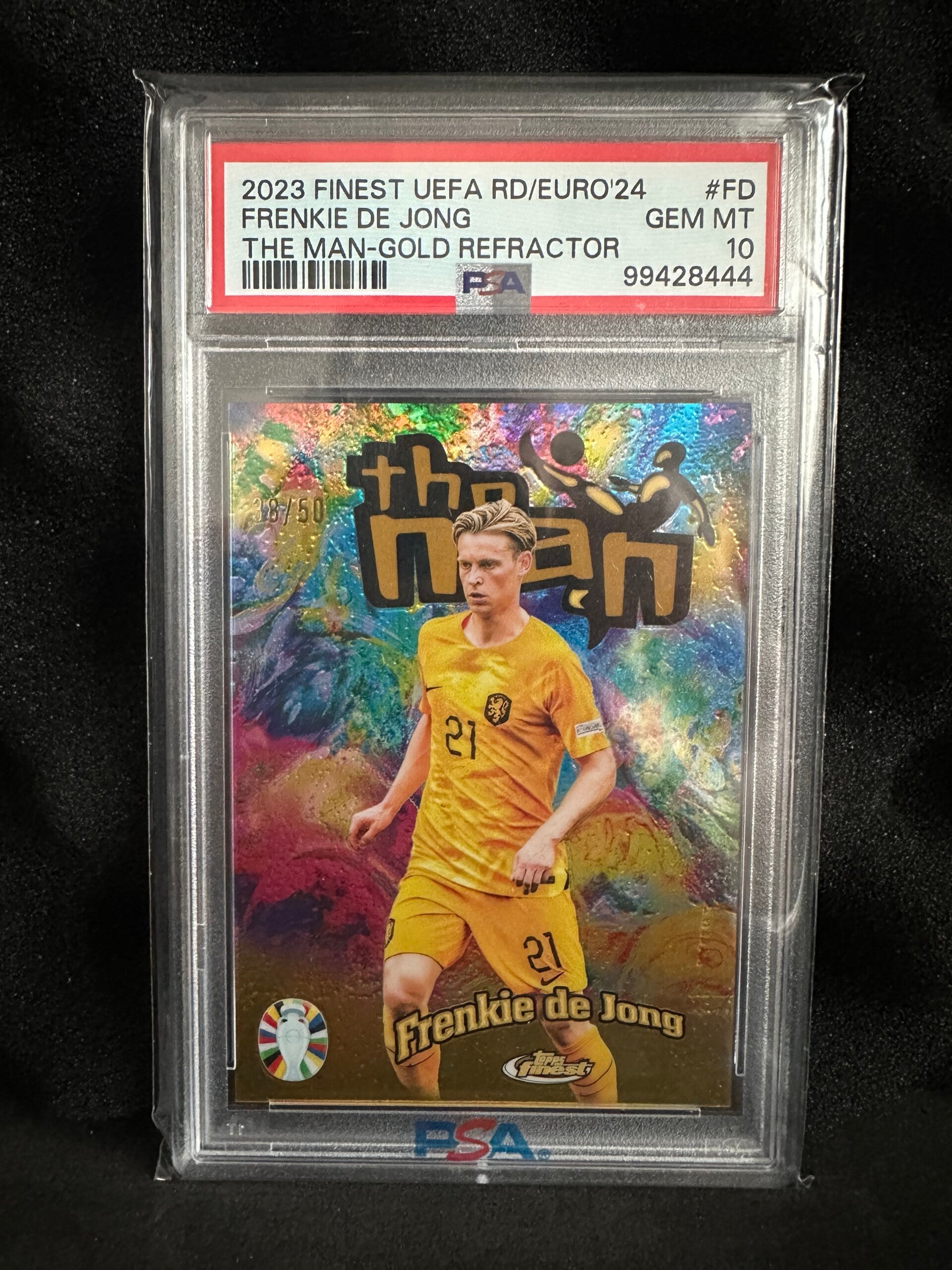 Frenkie de Jong /50 PSA10 2023 Topps Finest Road to UEFA Euro The Man Gold Refractor #TM-FD