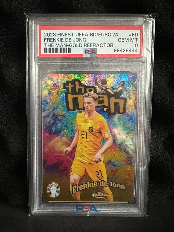 Frenkie de Jong /50 PSA10 2023 Topps Finest Road to UEFA Euro The Man Gold Refractor #TM-FD