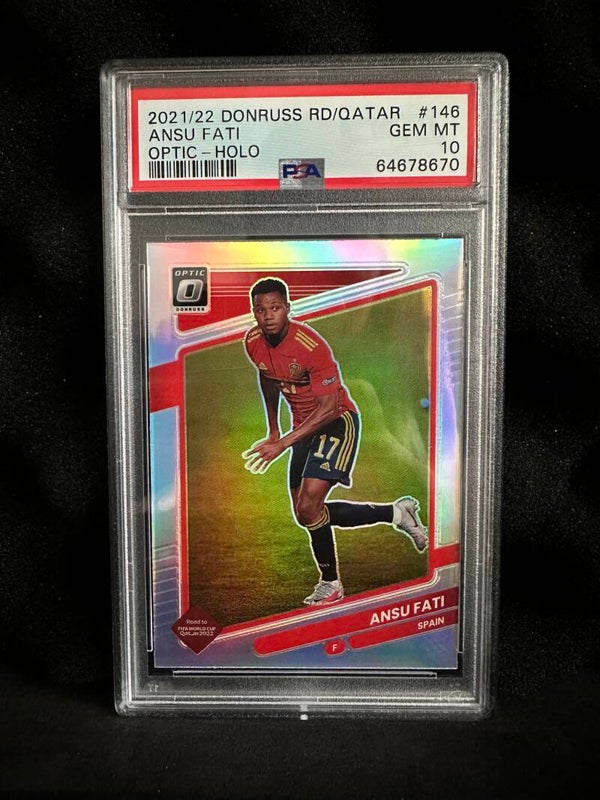 Ansu Fati PSA10 Panini Donruss Optic 2021/22 Road to Qatar Holo Parallel #146