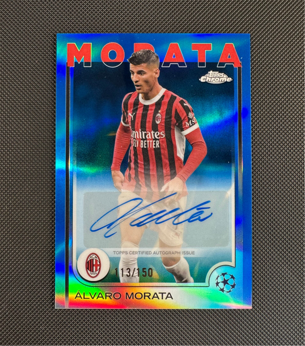 Alvaro Morata /150 Auto Topps Chrome UEFA CC 2024/25 Blue Refractor #CA-AM