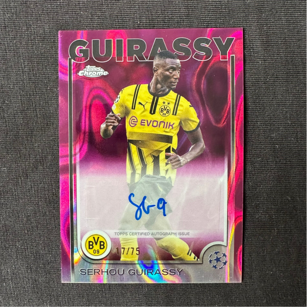 Serhou Guirassy Auto /75 Topps Chrome UEFA CC 2024/25 Pink Lava Refractor #CA-GY