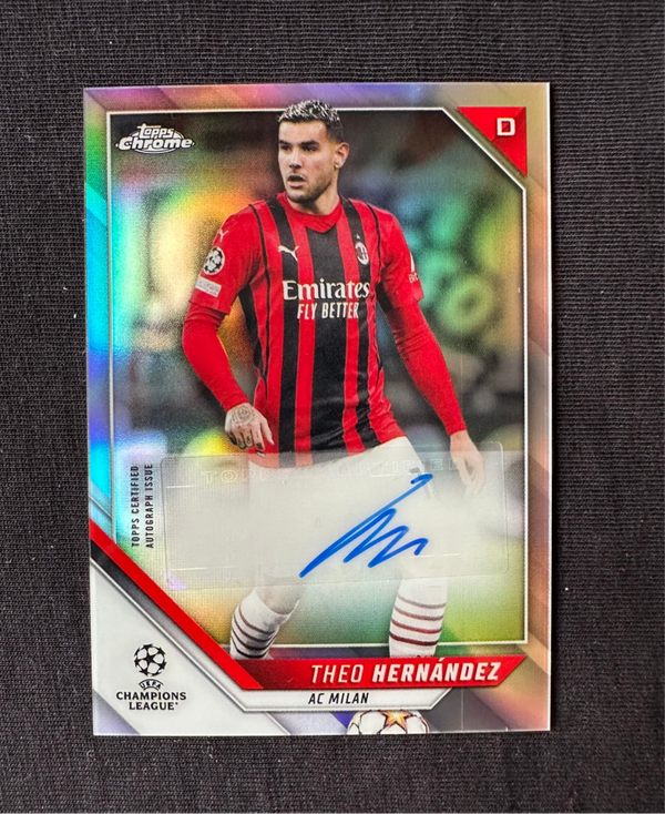 Theo Hernández Auto Topps Chrome UEFA CL 2021/22 Refractor #CA-TH