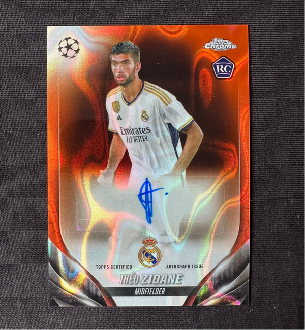 Théo Zidane Auto Rookie Topps Chrome UEFA CC 2023/24 Orange Lava Refractor #CA-TZ