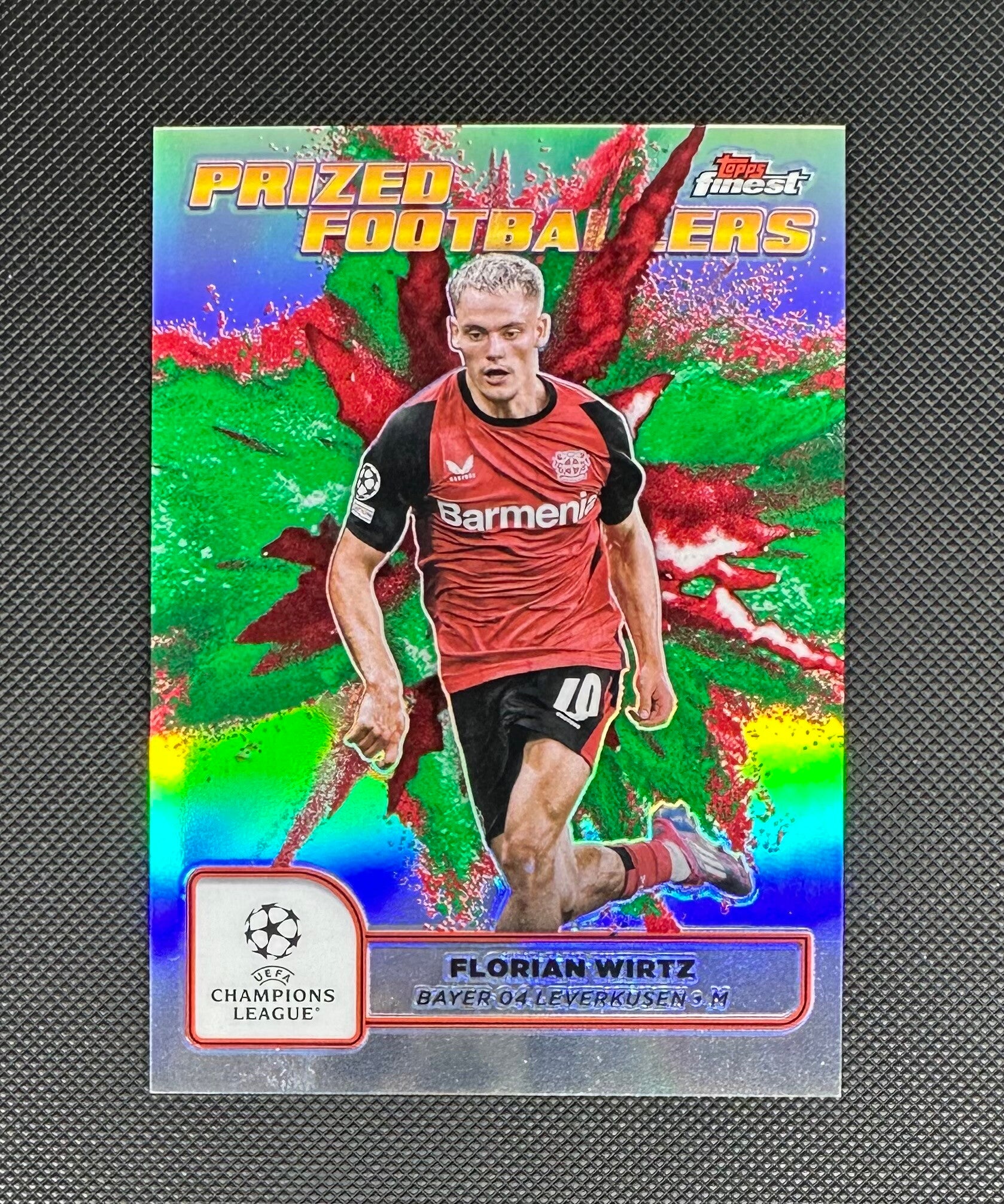 Florian Wirtz Topps Finest UEFA Club Competitions 2024/25 Prized Footballers Fusion Variation- Green Red #PFF-11 B. LEVERKUSEN