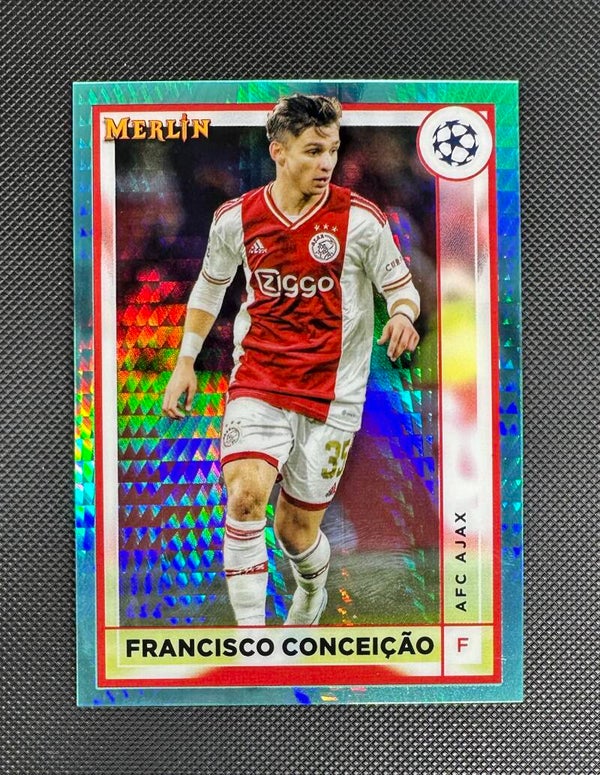 Francisco Conceicao Topps Merlin UEFA 2022/23 Aqua Prism Refractor #11 AJAX