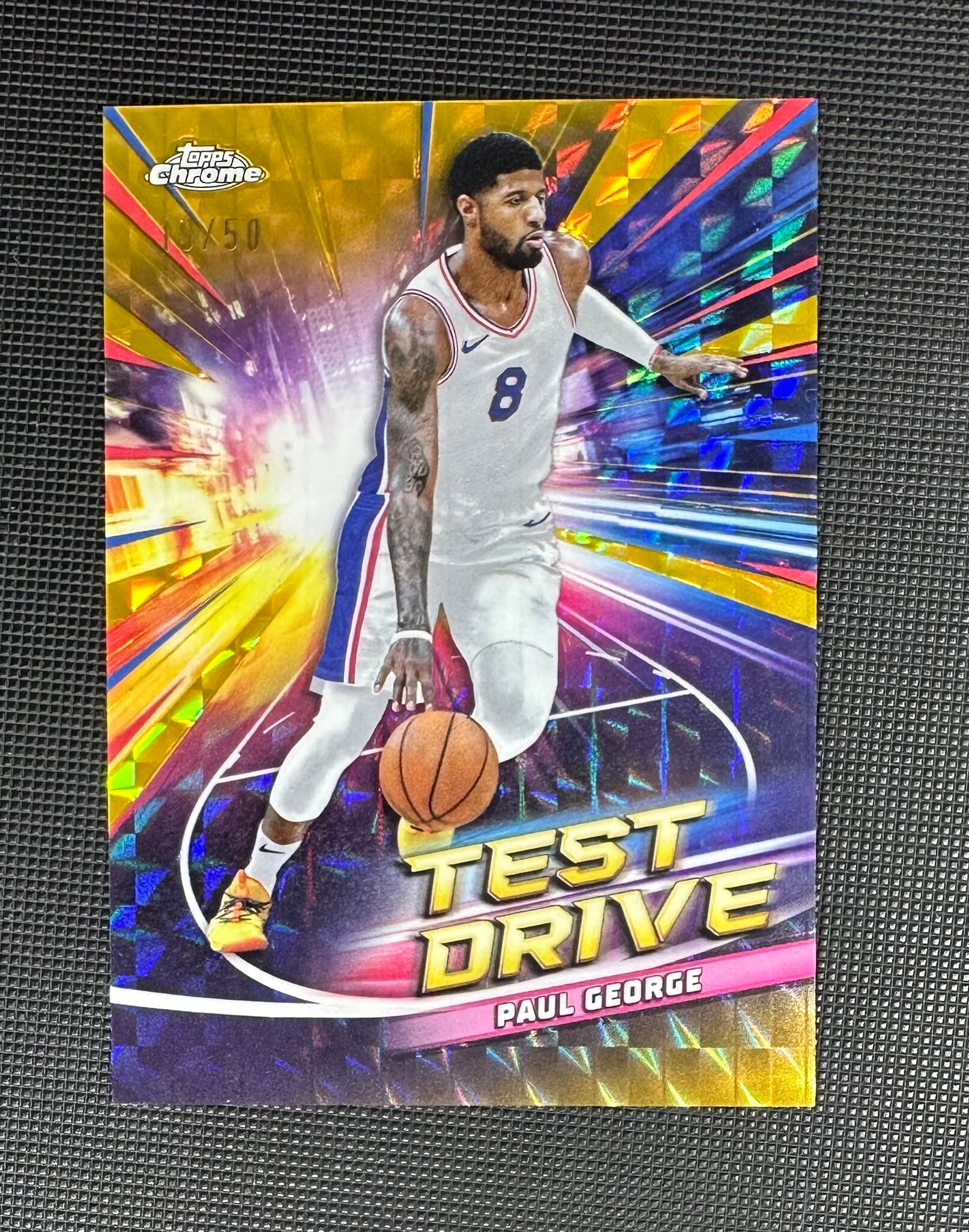 Paul George /50 Topps Chrome 2024/25 Test Drive - Gold Geometric Refractor #TD-13