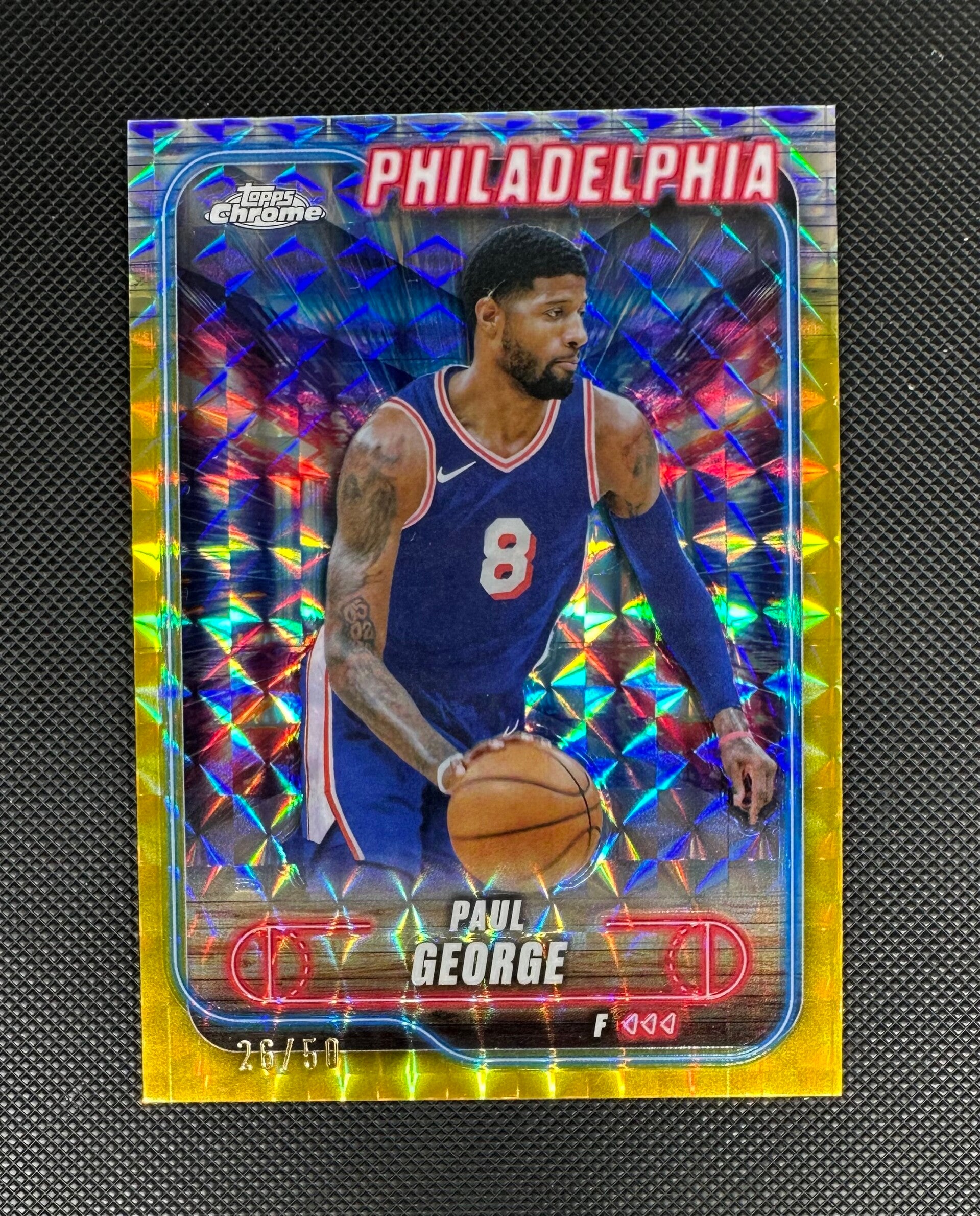 Paul George /50 Topps Chrome 2024/25 Gold Geometric Refractor #135
