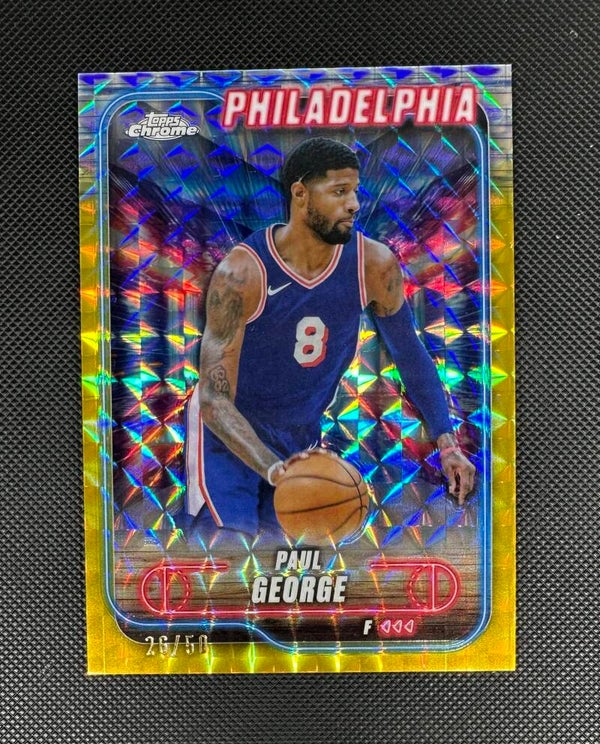 Paul George /50 Topps Chrome 2024/25 Gold Geometric Refractor #135