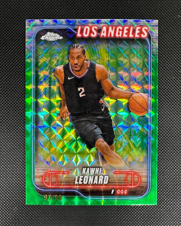 Kawhi Leonard /99 Topps Chrome 2024/25 Green Geometric Refractor #120