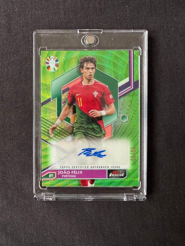 João Félix /99 Auto Topps Finest 2023  Road To UEFA Euro 2024 Neon Green Wave Refractor #BCA-JF