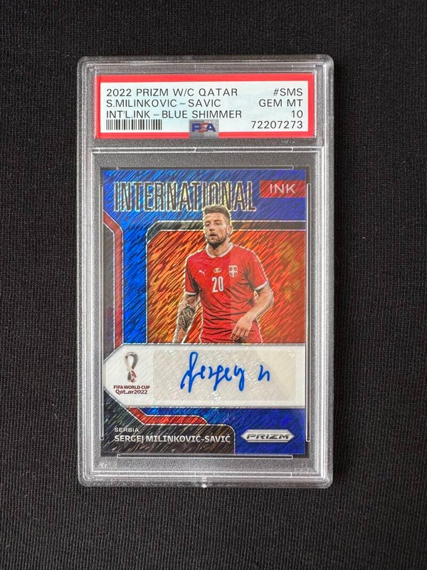 Sergej Milinković Savić PSA10 Auto Panini Prizm Qatar 2022 Internacional Ink - Blue Shimmer # I-SMS