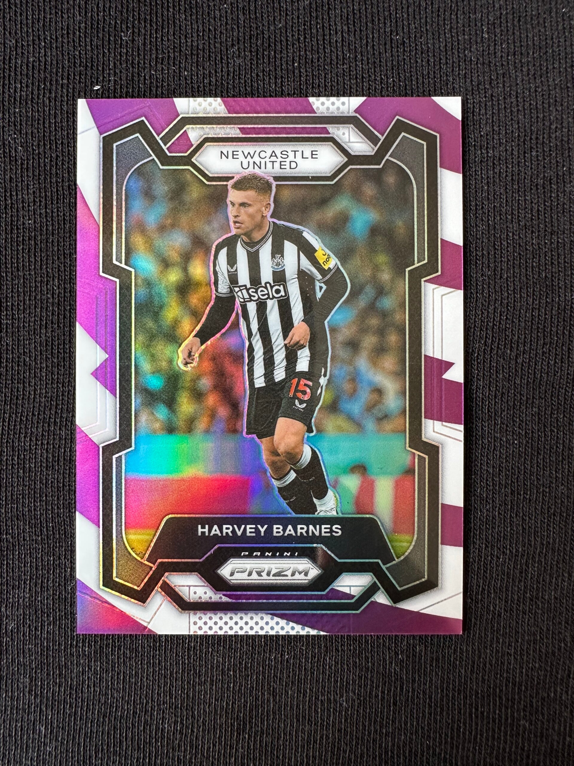 Harvey Barnes /92 Panini Prizm Premier League 2023/24 Purple White- Prizm #63