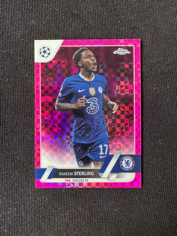 Raheem Sterling /250 Topps Chrome UEFA 2023 Pink Checkerboard #113