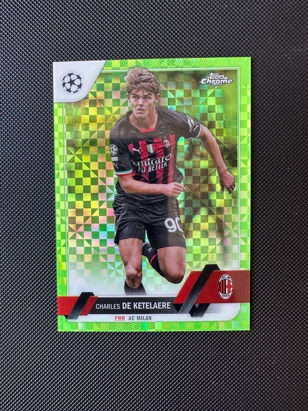 Charles De Ketelaere /399 Topps Chrome 2023 Neon Green X-Fractor Checkerboard  #95 MILAN