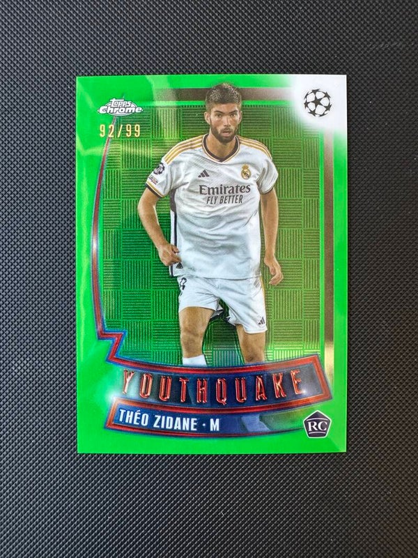 Theo Zidane /99 Rookie Topps Chrome UEFA CC 2024 Youthquake Green Refractor #YQ-27 REAL MADRID