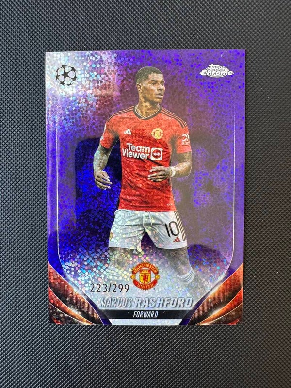 Marcus Rashford /299 Topps Chrome 2024 Purple Speckle #16 MAN. UTD.