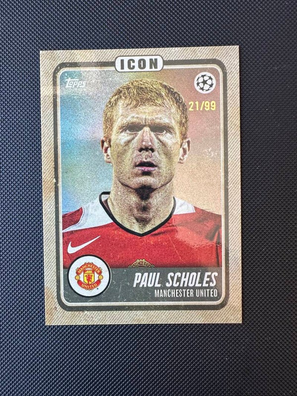 Paul Scholes /99 Topps Jamal Musiala Platinumm Curated UEFA 2022/23 - Icon MAN. UTD.