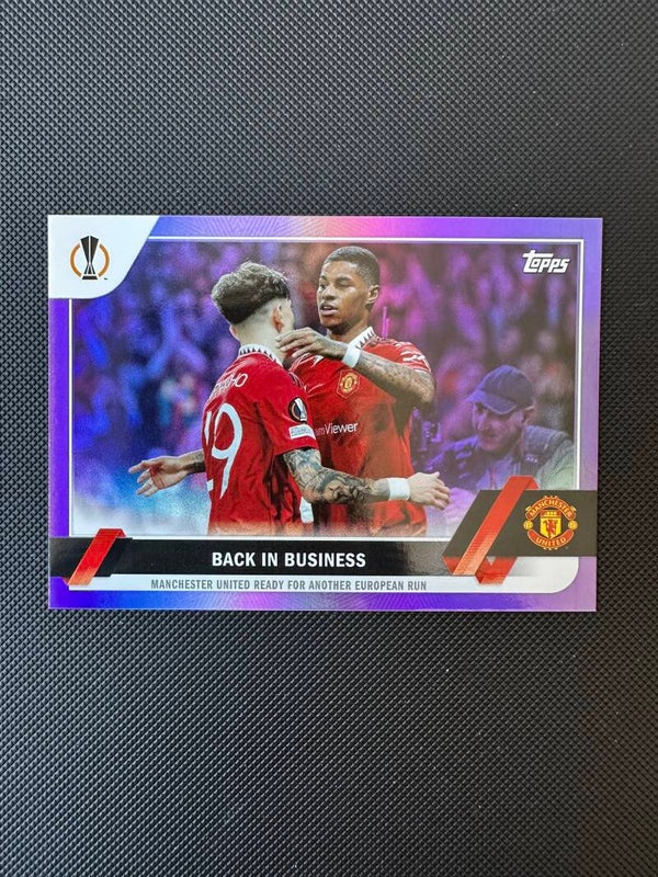 /75 Topps UEFA CC 2023 Back In Business- Purple Foil #163 MAN. UTD.