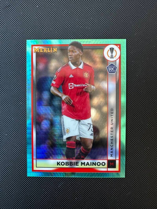 Kobbie Mainoo Rookie Topps Merlin Chrome 2023 Aqua Green #97 MAN. UTD.