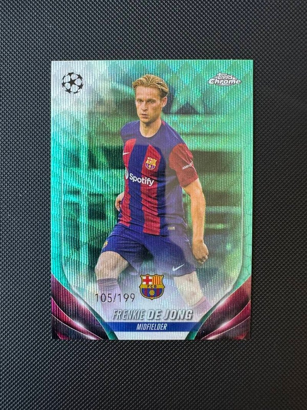 Frenkie De Jong /199 Topps Chrome 2024 Aqua Wave #166