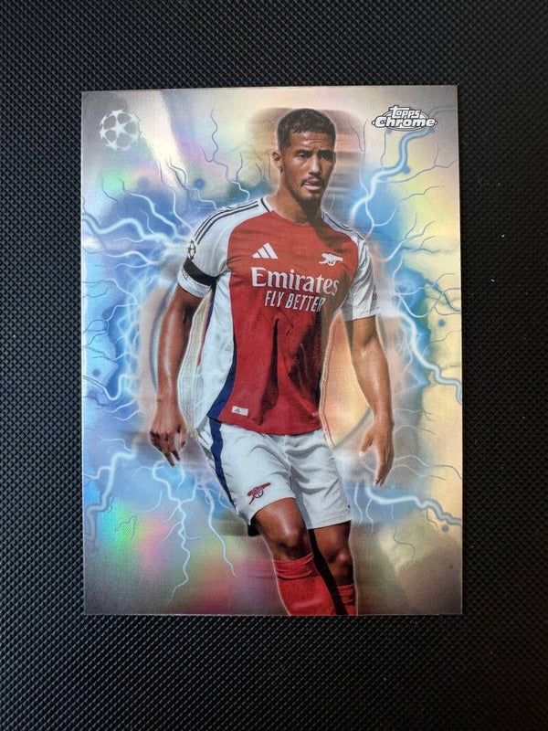 William Saliba Topps Chrome UEFA 2024/25 Circle Of Power High Voltage #CP-19