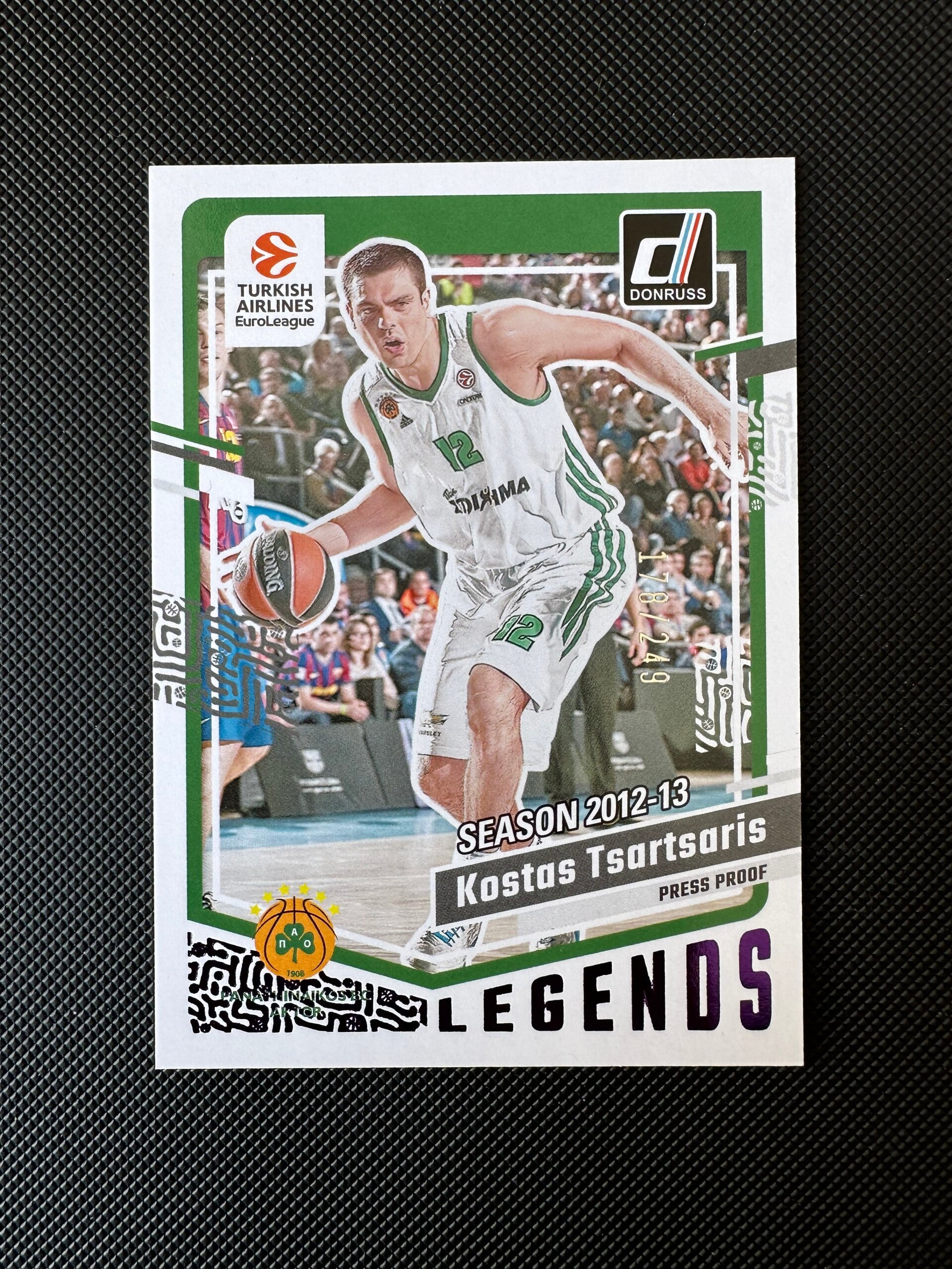 Kostas Tsartsaris /249 Panini Donruss Euroleague 2023/24 Legends- Press Proof #169