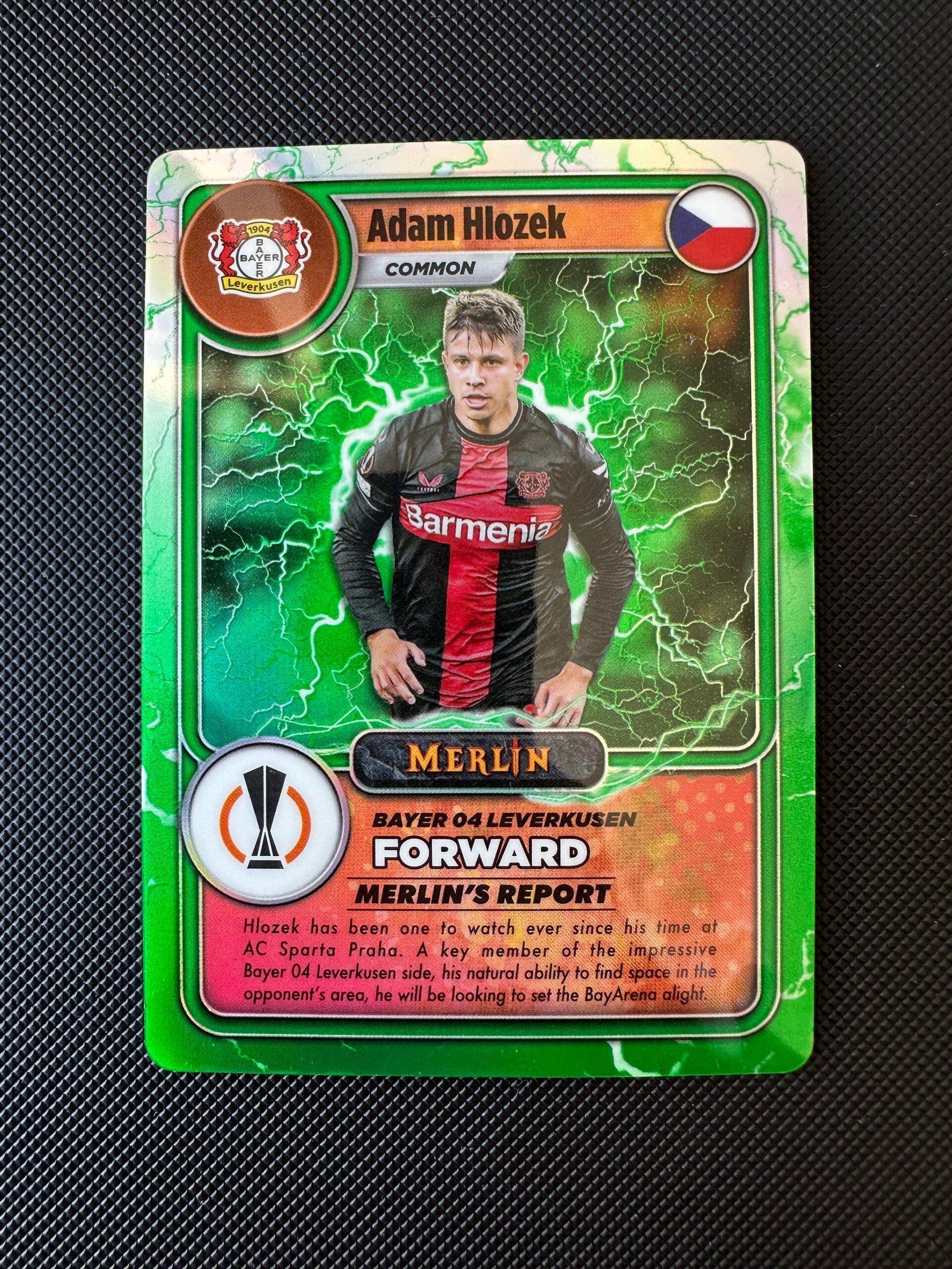 Adam Hlozek Topps Merlin UEFA CC 2024 Gamers Lightening Green  #MG-22 B. LEVERKUSEN