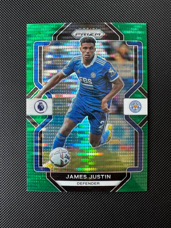 James Justin Panini Prizm Premier League 2022/23 Green Pulsar Prizm #104 LEICESTER