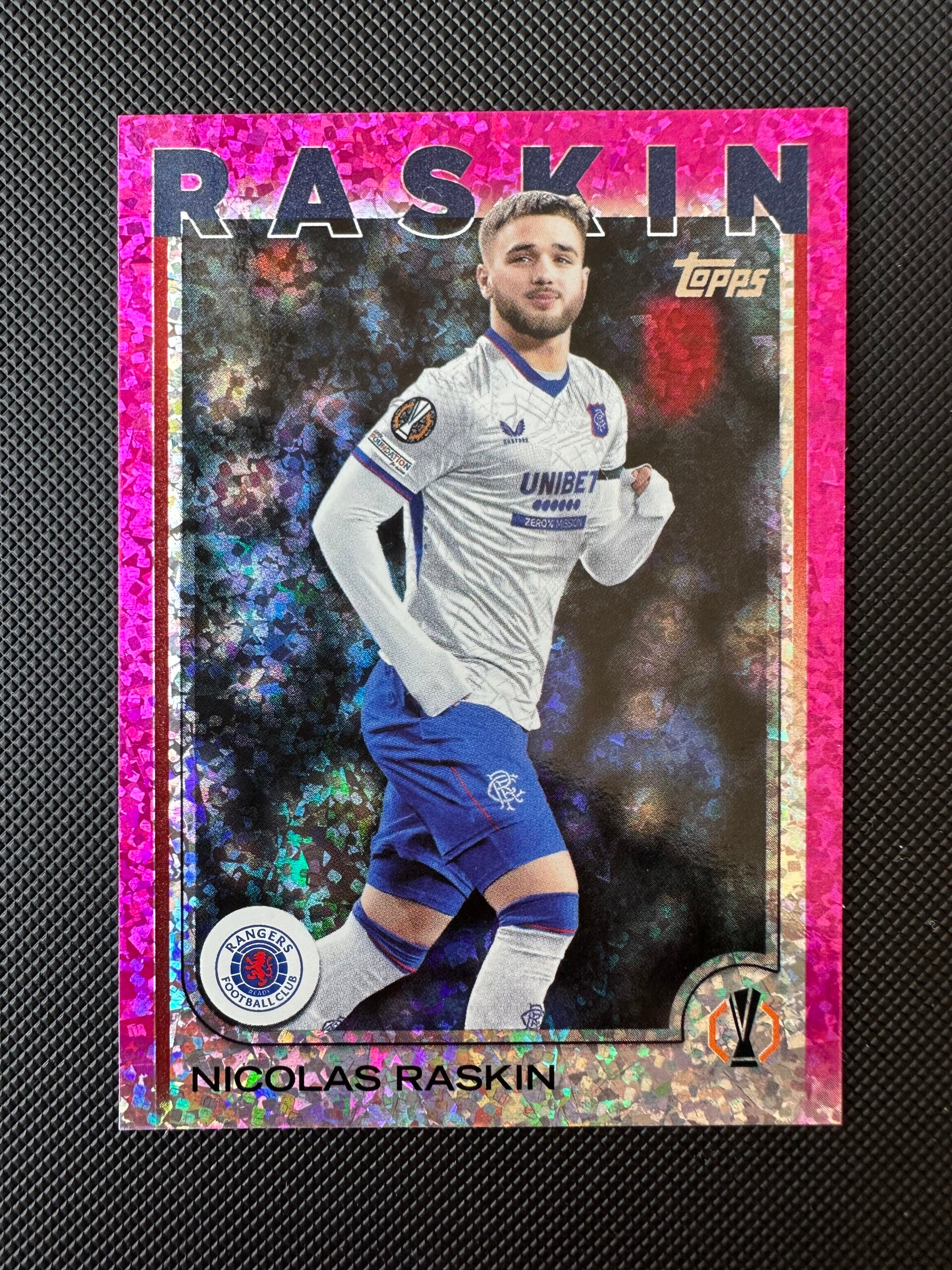Nicolas Raskin Topps UEFA EL 2025 Pink Speckle #155 RANGERS