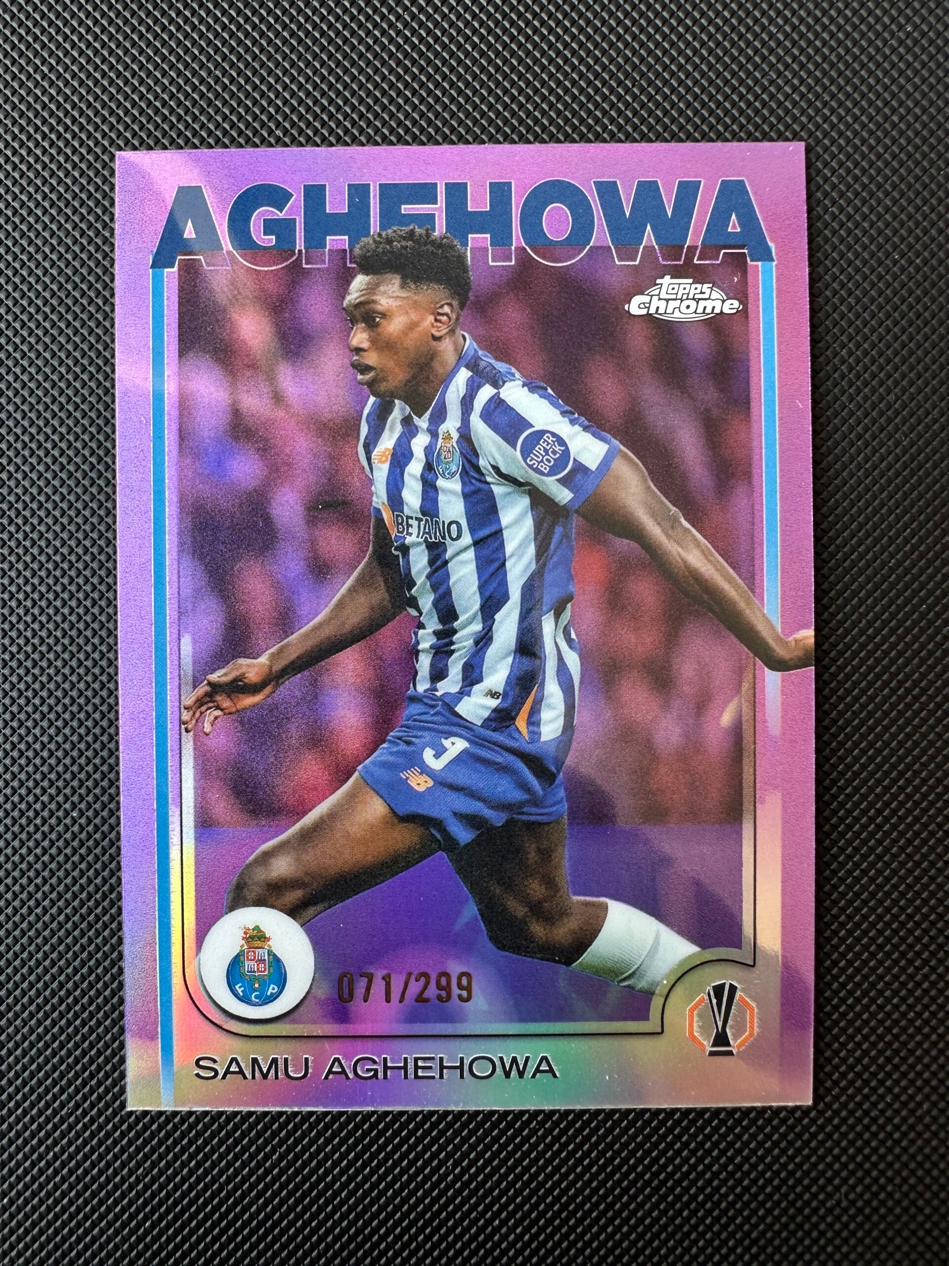 Samu Aghehowa /299 Topps Chrome UEFA EL 2025 Purple Refractor #110 PORTO