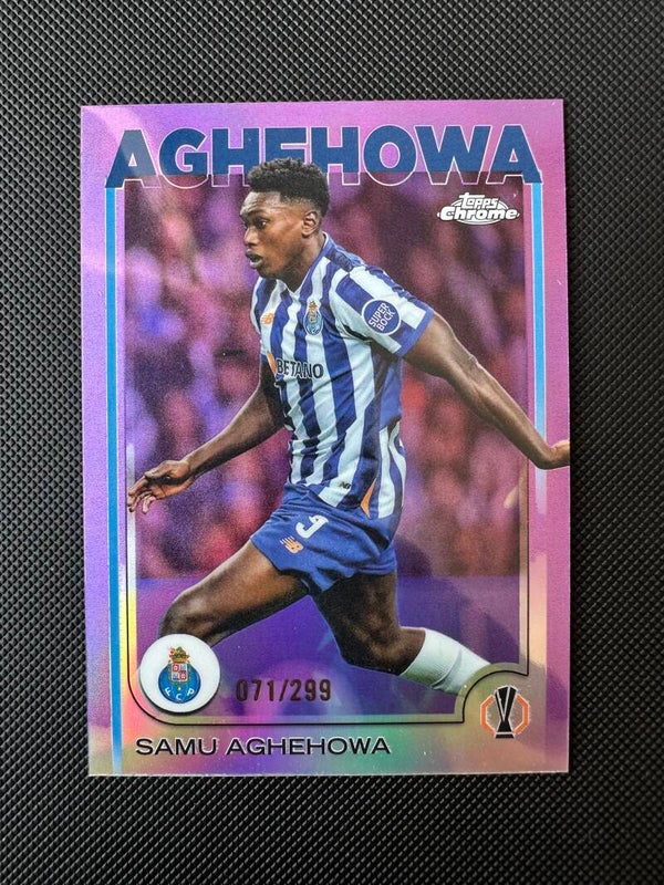 Samu Aghehowa /299 Topps Chrome UEFA EL 2025 Purple Refractor #110 PORTO