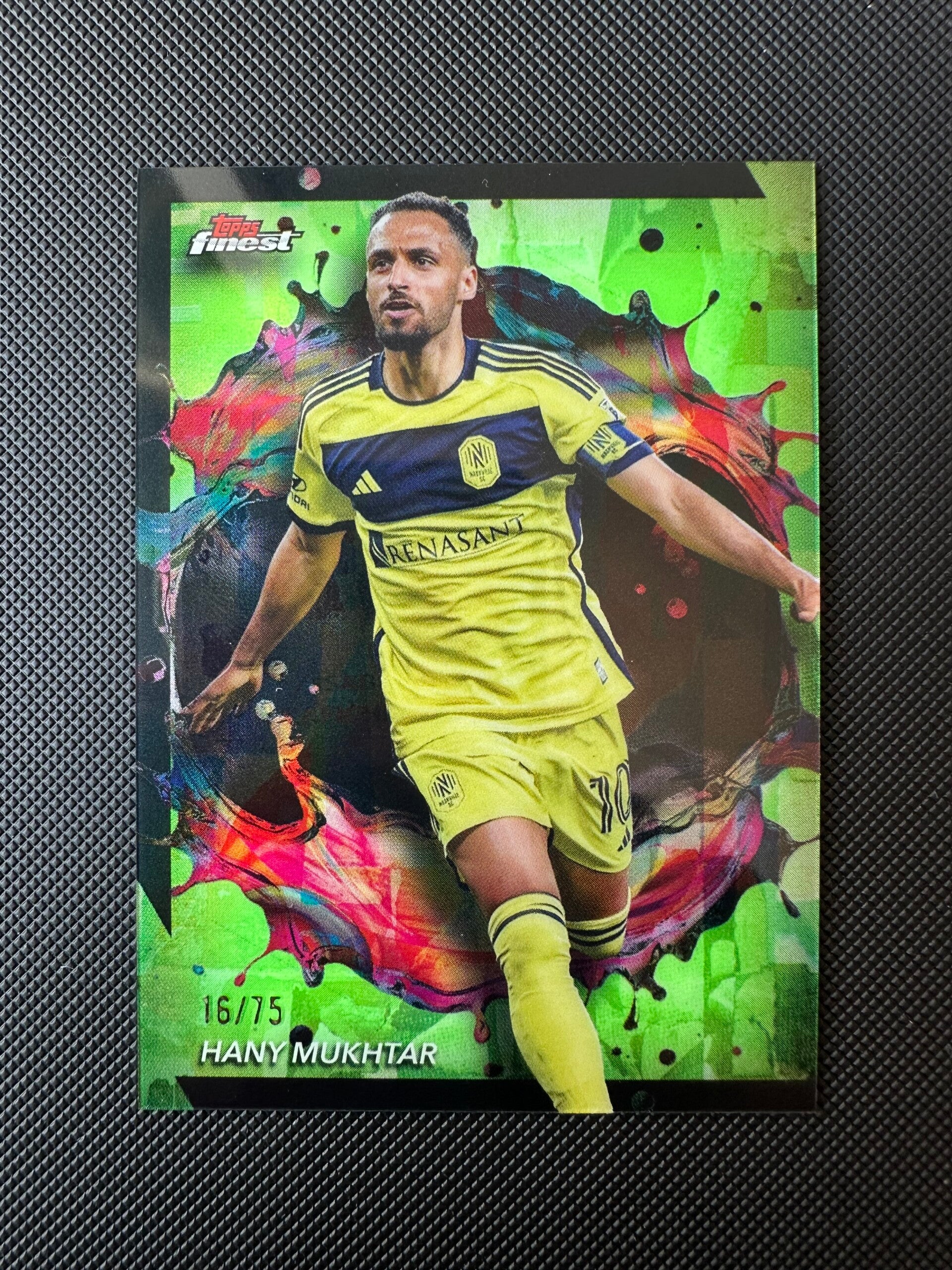 Hany Mukhtar /75 Topps Finest MLS 2024 *RARE* Green Refractor #208 NASHVILLE
