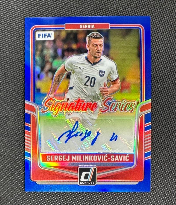 Sergej Milinković Savić /99 Auto Panini Donruss 2024/25 Signature Series Blue Prizm #SS-SMS
