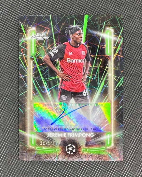Jeremie Frimpong /99 Auto Topps Chrome UEFA Club Competitions 2024/25 Black Lazer Autographs #BLA-JF