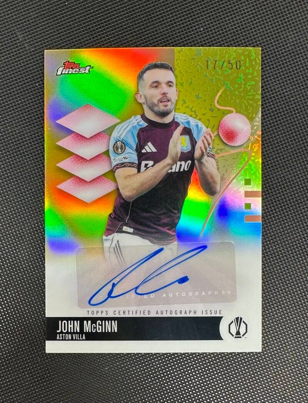 John McGinn /50 Auto Topps Finest UEFA Club Competitions 2025/26 Basic Autograph Gold #BA-MC