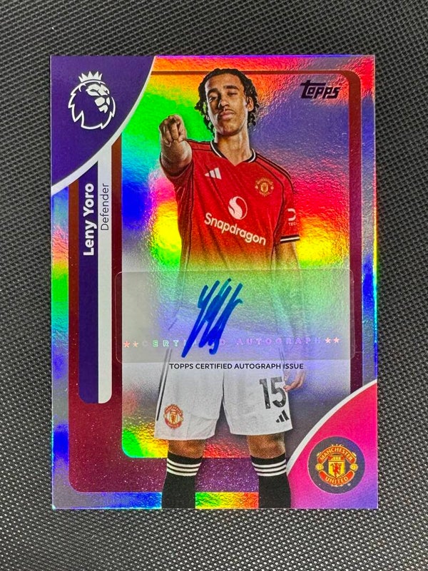 Leny Yoro Auto Topps Premier League 2025/26 Base Auto Variation Refractor #AC-LY